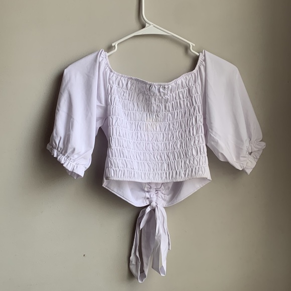 Inside-Shop White Short Sleeve Crop Top - Picture 2 of 3